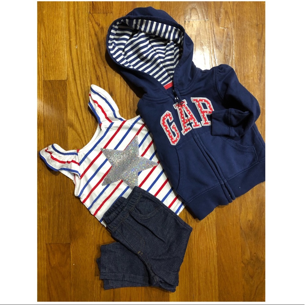 Baby girl red white and blue outfit Sz 12